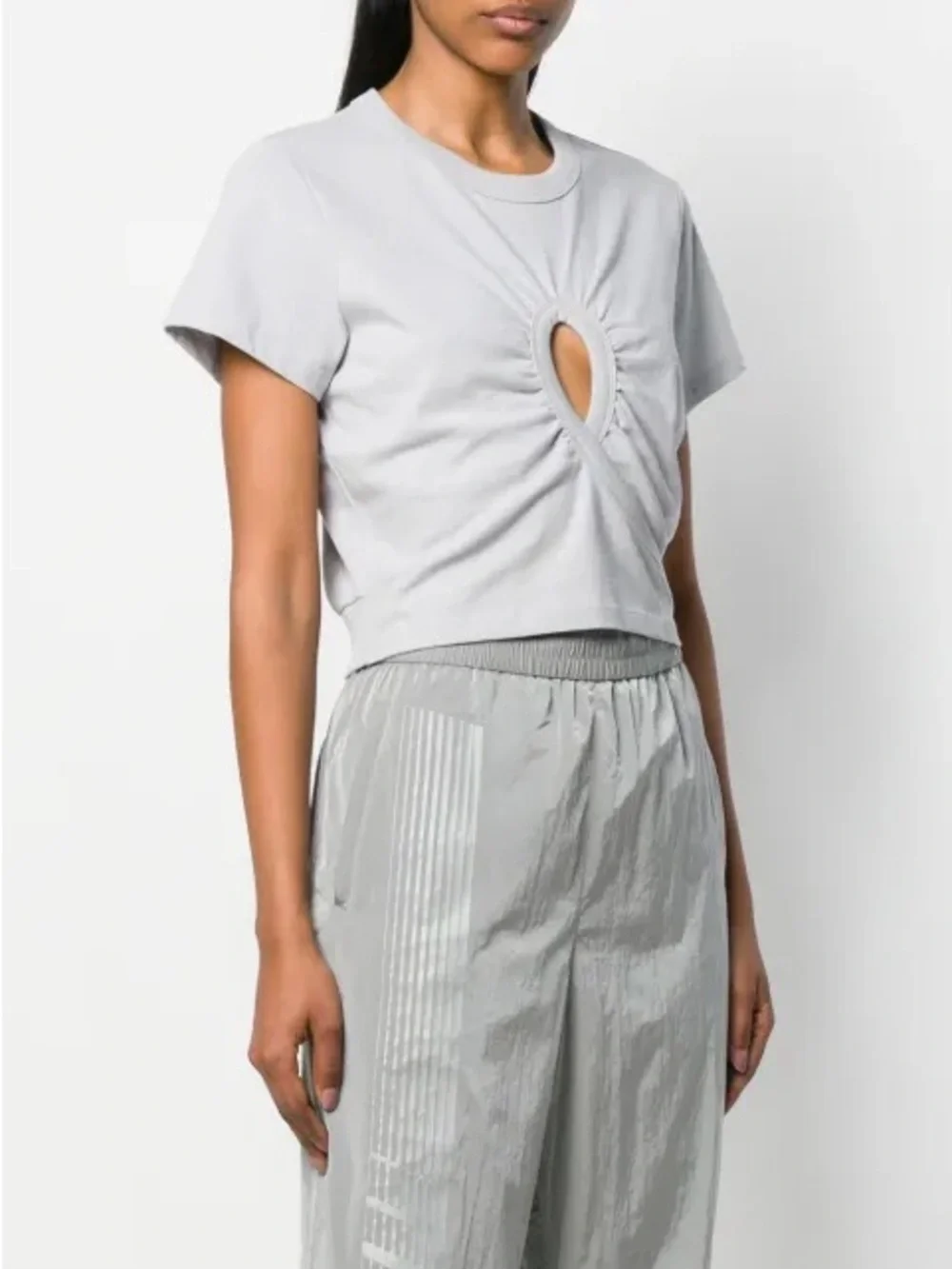 Alexander Wang Key Hole White Basic Cropped T Shirt Small Model Off Duty - Picture 2 of 7